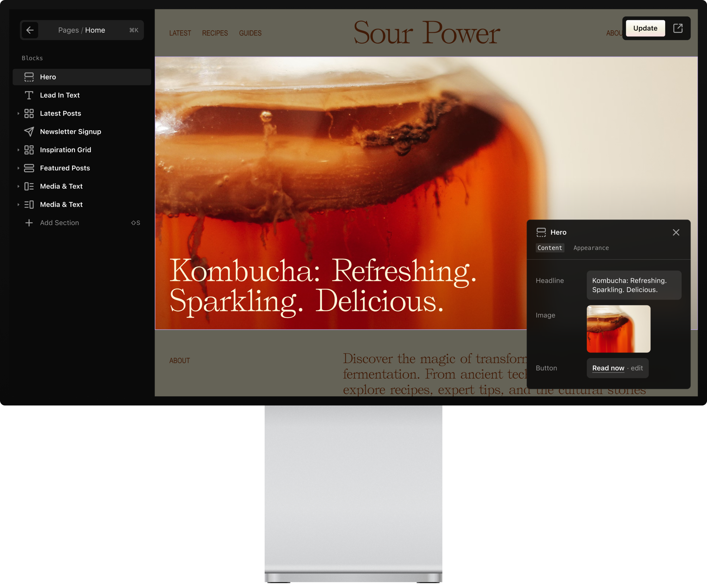 Blanket WordPress editor mockup