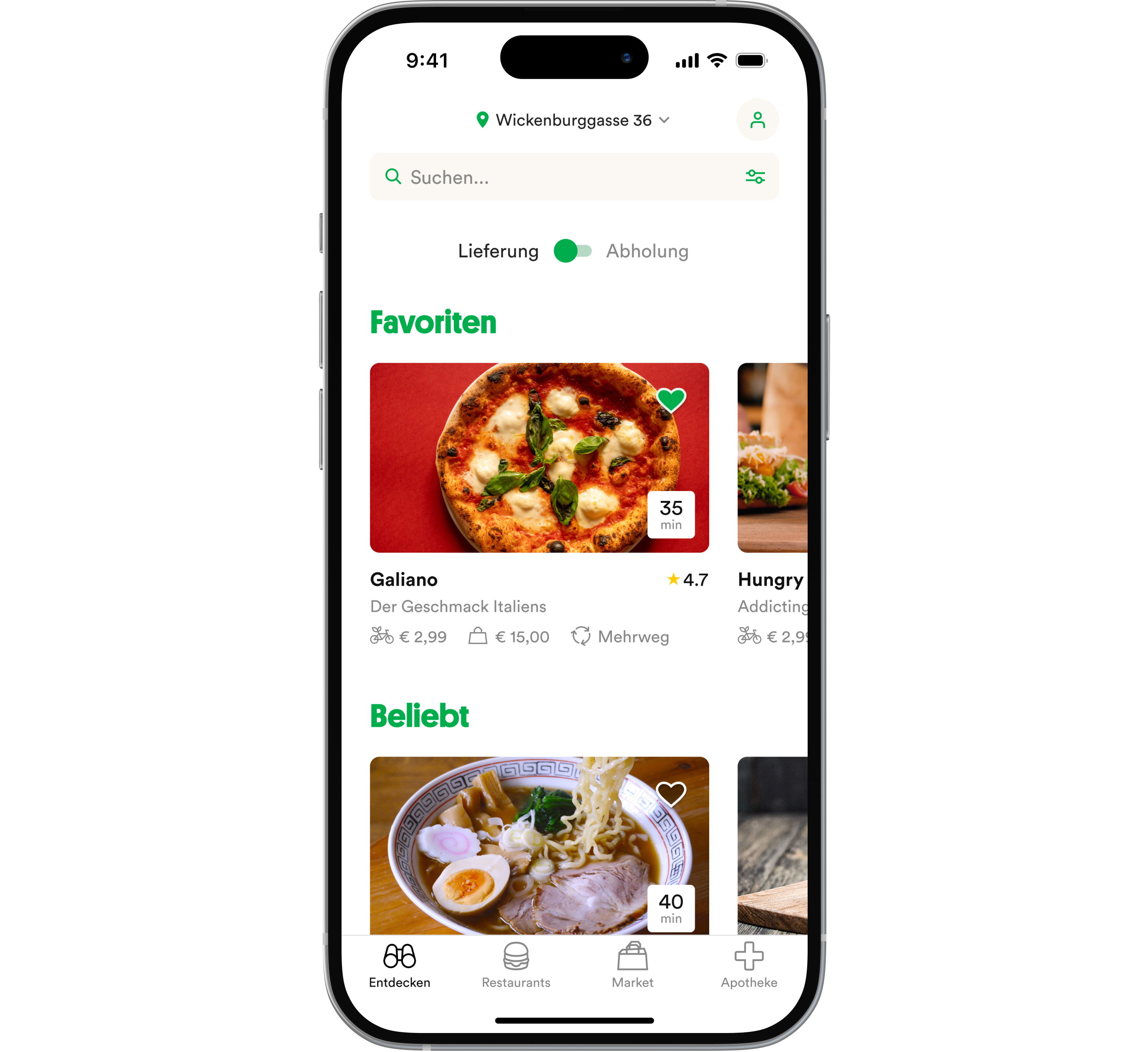 Velofood App Discover Screen