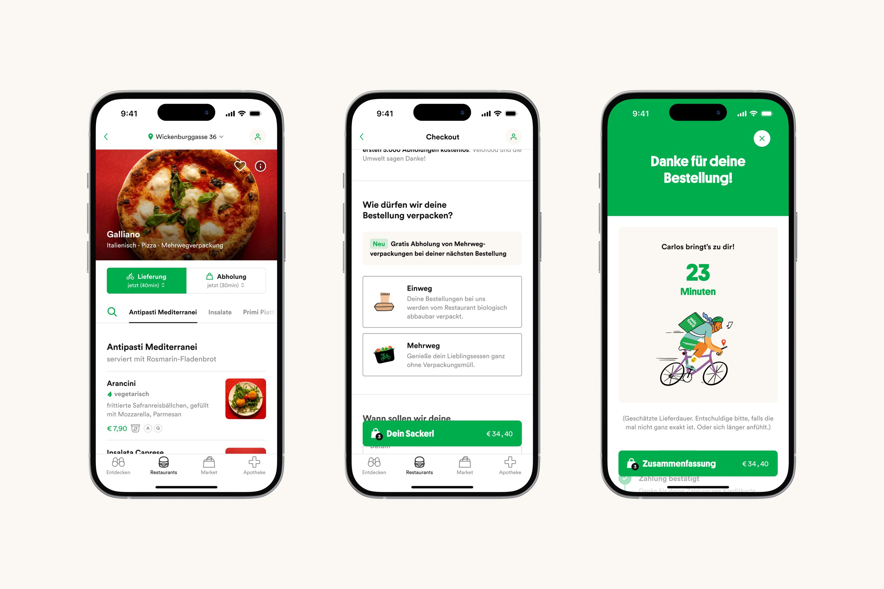 Velofood App Order Flow Screens