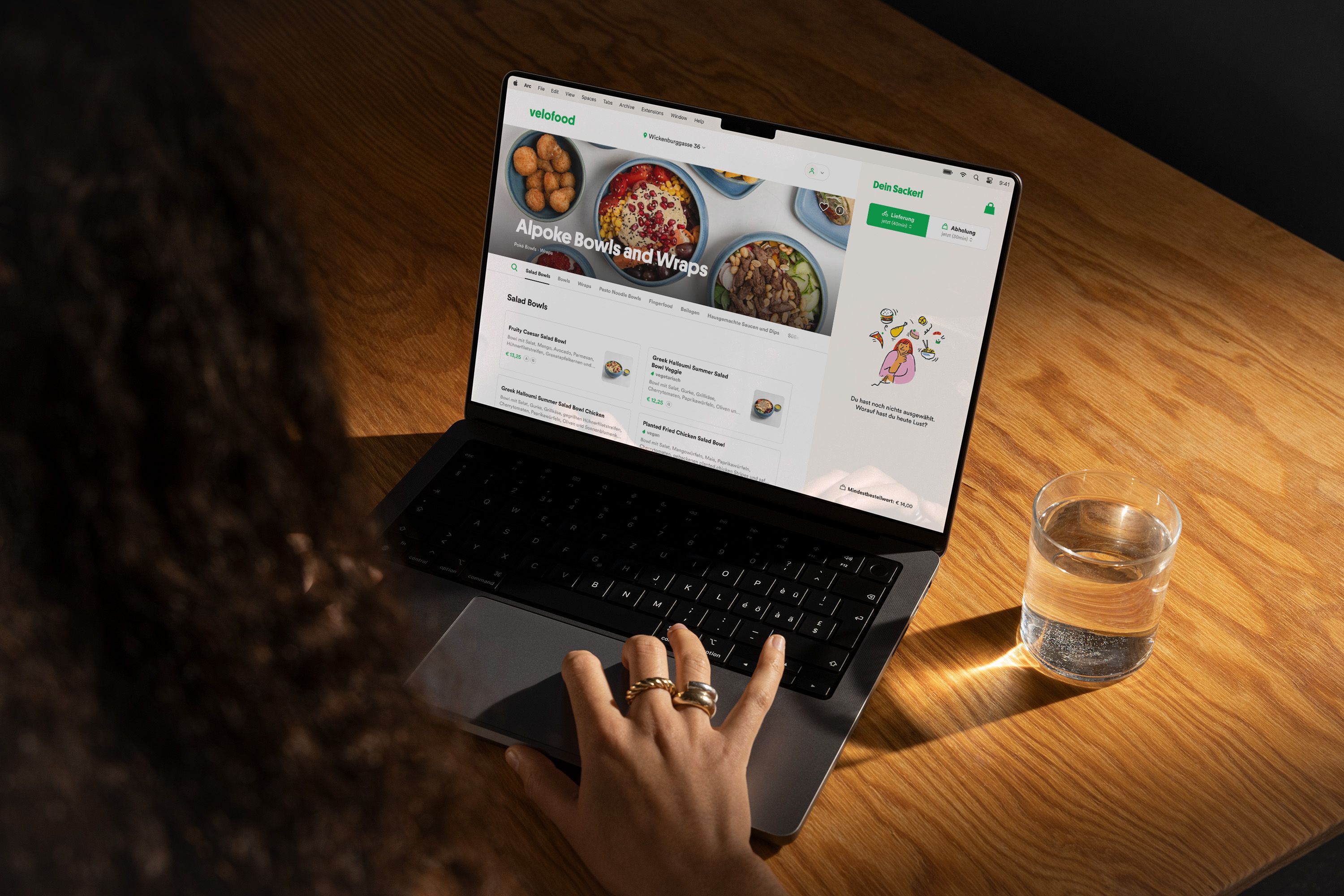 Velofood App Restaurant Screen (MacBook)